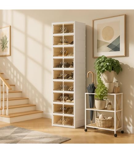 Amazon.com: ANTBOX Foldable Shoe Rack Cabinet with Clear Doors